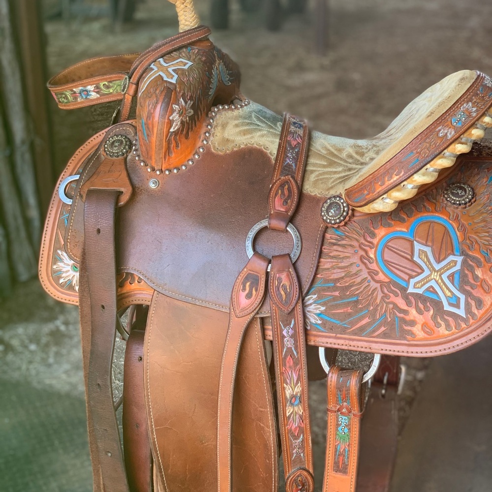 Yocham’s Custom Leather 14 Inch Barrel Saddle - Picture 2 of 14